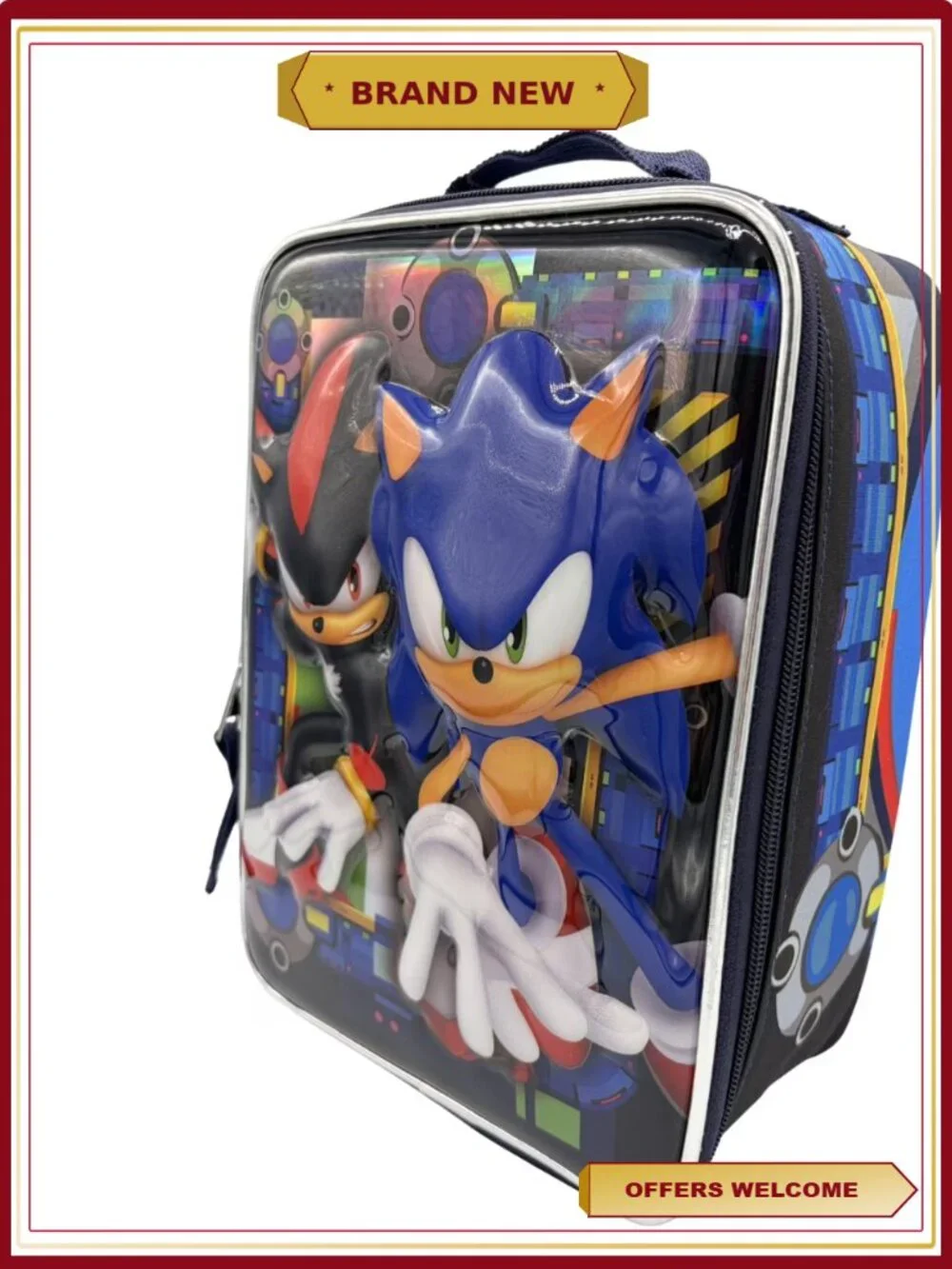 Sonic the Hedgehog Reusable Insulated Lunch Bag with Front Pocket